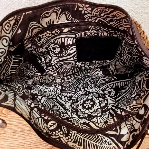 Brighton Barbados Crochet Leather Purse Raffia Handbag Boho Retro Style - Picture 13 of 15